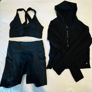 Black Activewear Set with Hoodie